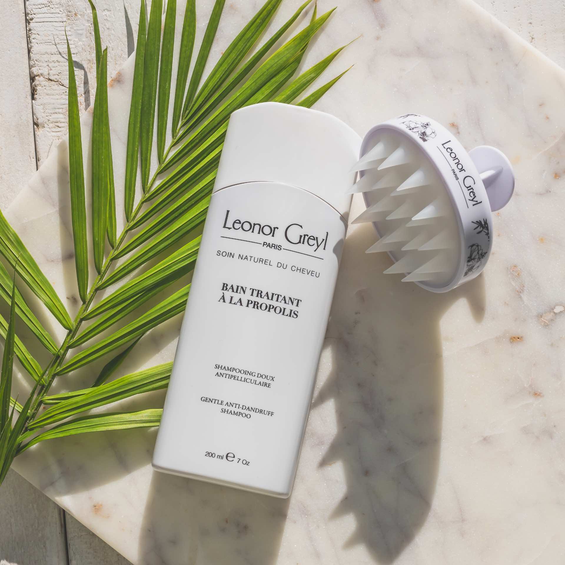 Leonor Greyl scalp massaging brush and product